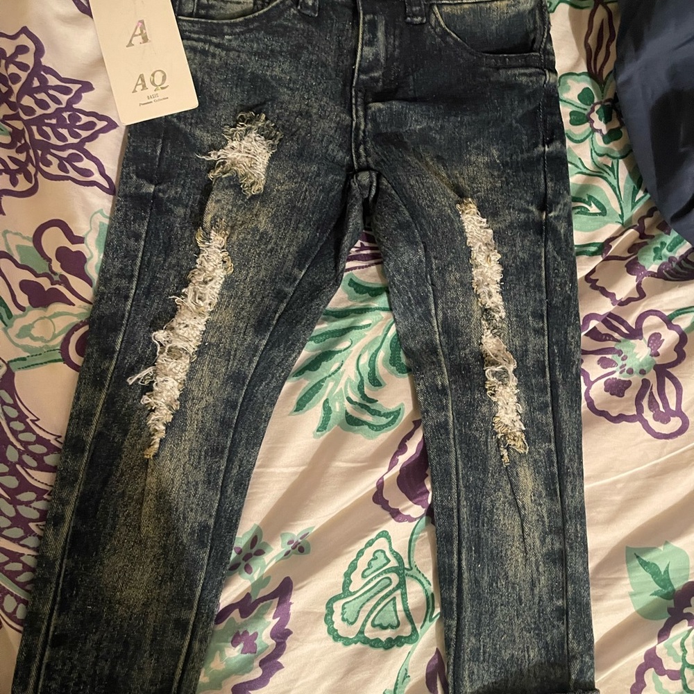 Denim distressed girl jeans - Picture 2 of 4